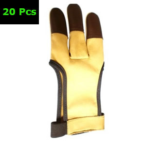 Handmade Brown Leather 3 Finger Archery Gloves